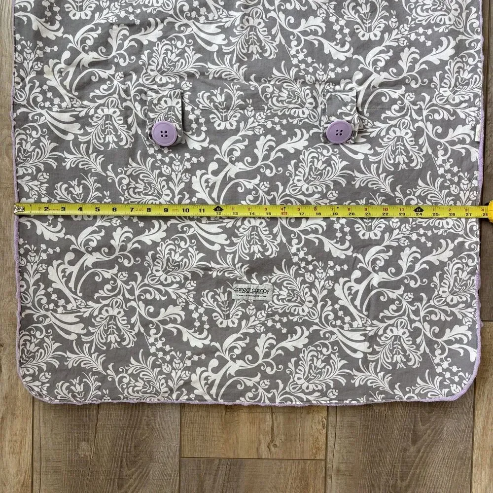 Carseat Canopy Cover Baby Girl Purple Gray Floral Fleece Minky Feminine Washable